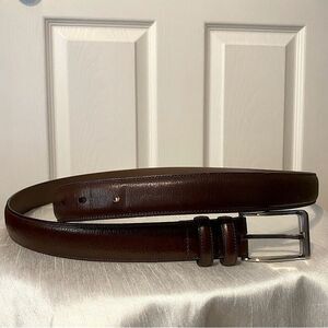 Roundtree & Yorke Brown Leather Belt Waist 48" Full Grain Cowhide